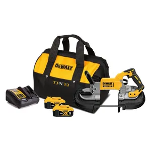 מסור סרט נטען 18V בראשלס + שתי סוללות 5.0AH DEWALT