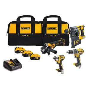 סט כלי עבודה 4 כלים 18V ללא פחמים + שלוש סוללות 5.0AH DEWALT