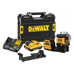 פלס לייזר 3 קווים 360 מעלות ירוק 12/18V + סוללה 2.0AH DEWALT