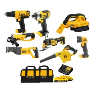 סט 8 כלים נטענים מפואר + זוג סוללות 2A ומטען DEWALT