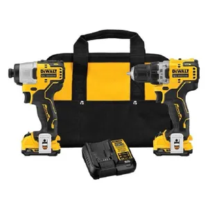 סט 12V מברגת איפקט + מברגה / מקדחה + שתי סוללות 2.0AH DEWALT