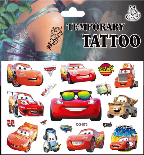 גליון קעקועים חד פעמיים ניתנים להסרה בקלות - מכוניות