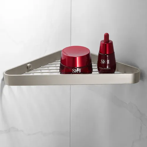 מתקן מדף פינתי לשמפו – בגוון מוברש , עשוי בראס ! מתוך קולקציית מדפים (זווית נוספת) - איכות פרימיום בלתי מתפשרת ואחריות מלאה