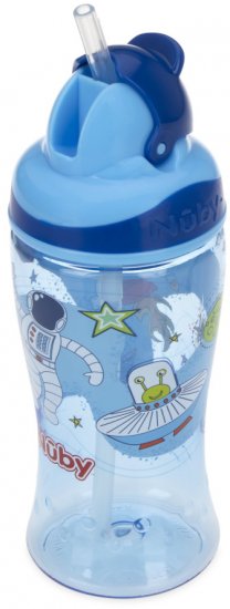 בקבוק שתייה עם קשית מתקפלת 360 מ״ל כחול Nuby