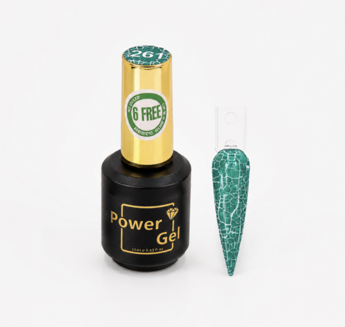 לק ג׳ל 15 מ״ל פאוור ג׳ל Power Gel קראק ג׳ל (מתפוצץ) צבע ירוק 