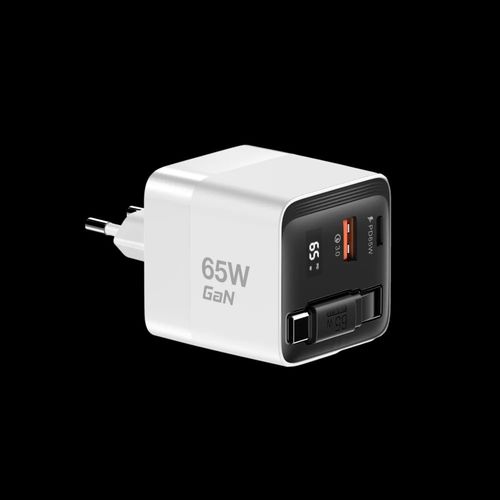 מטען קיר עם כבל נשלף MWC65RC בצבע לבן מבית MIRACASE