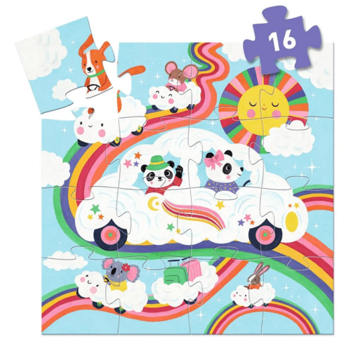 פאזל 16 חלקים בקופסה מעוצבת - מכונית בעננים