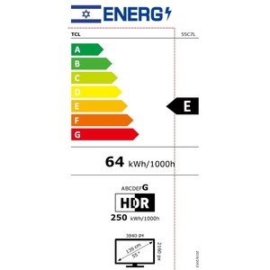 טלוויזיה חכמה 55" TCL 4K SQD-Mini LED טי.סי.אל 55C7L