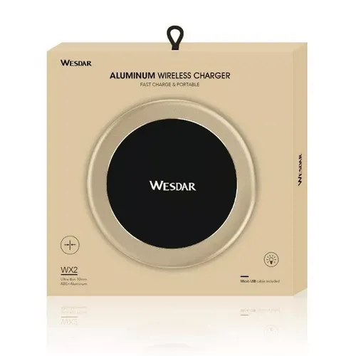 מטען אלחוטי עגול אלומיניום דק Wesdar WX2