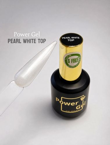 לק ג׳ל 15 מ״ל Power Gel פאוור ג׳ל פנינה לבנה TOP PEARL WHITE 