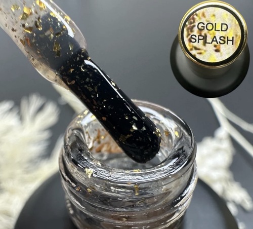 לק ג׳ל 15 מ״ל Power Gel פאוור ג׳ל טופ פתיתי זהב GOLD SPLASH