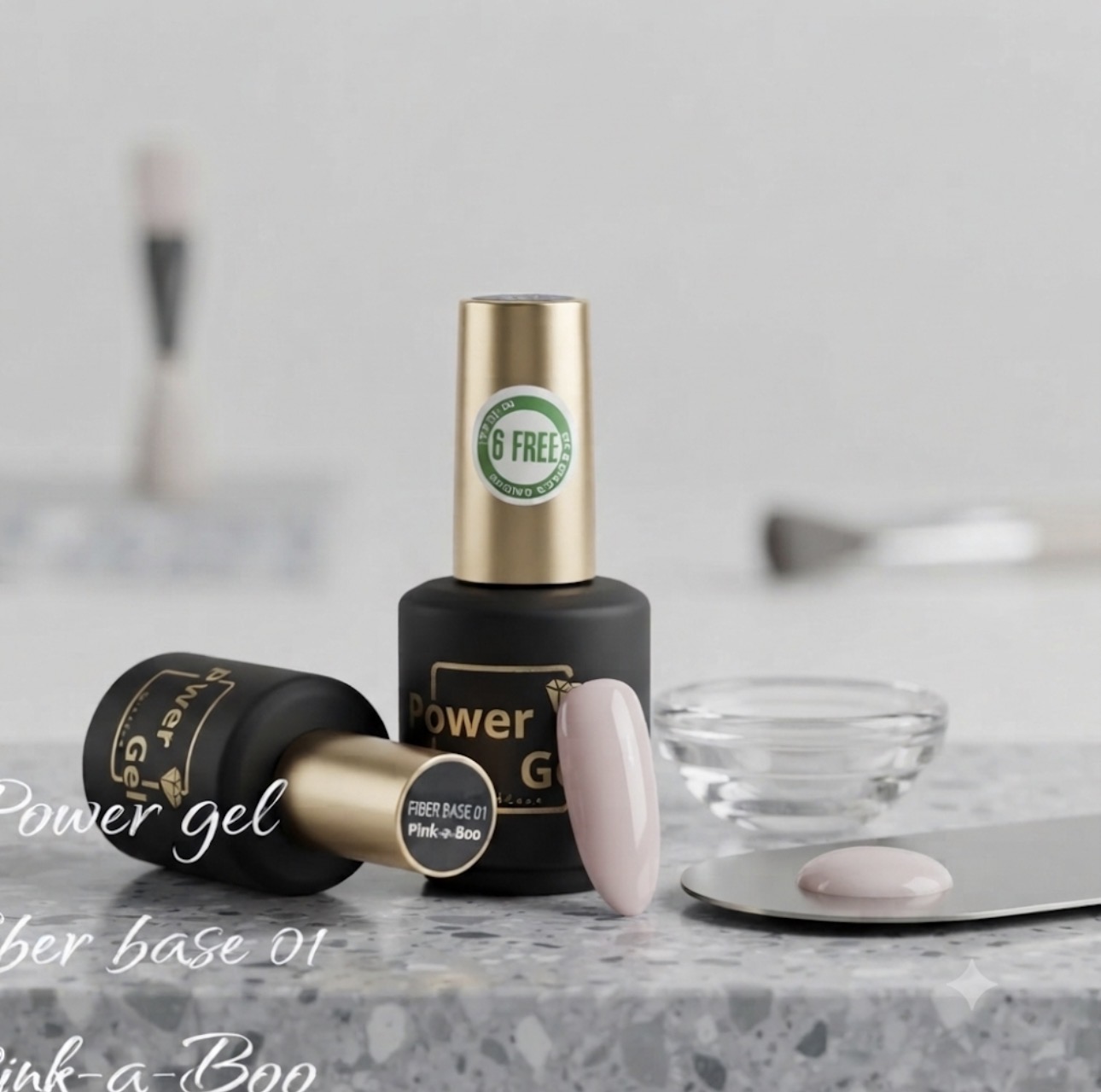 לק ג׳ל 15 מ״ל Power Gel פאוור ג׳ל פייבר בייס  FBER BASE PINK-A-BOO 01