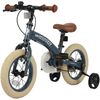 MINIBY 3in1 - אופני איזון "12 שהופכים לאופני ילדים עם בלם יד וגלגלי עזר לגילאי 2-5 שנים - כחול אפרפר