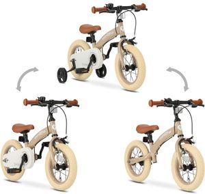 MINIBY 3in1 - אופני איזון "14 שהופכים לאופני ילדים עם בלם יד וגלגלי עזר לגילאי 3-6 שנים - ניוד