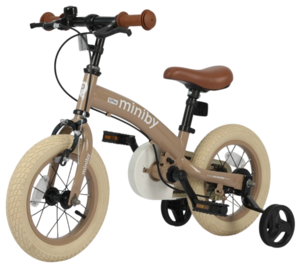 MINIBY 3in1 - אופני איזון "12 שהופכים לאופני ילדים עם בלם יד וגלגלי עזר לגילאי 2-5 שנים - ניוד