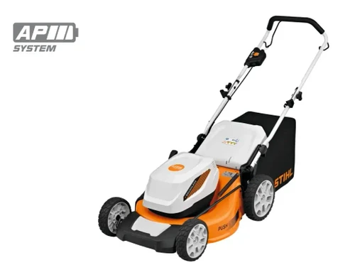 מבט צד ימין מכסחת דשא מקצועית נטענת STIHL RMA 353 מסדרת AP SYSTEM