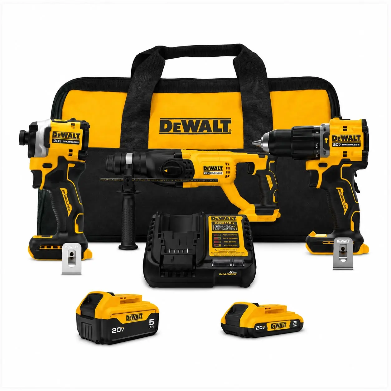 סט 3 כלים 799+850+133 + סוללות 2Ah ו-5Ah, מטען ותיק נשיאה DEWALT