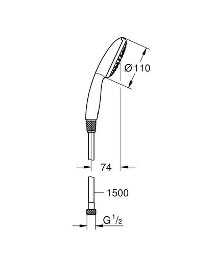 מזלף יד למקלחת כולל צינור 26720001 Grohe גרואה | כרום ניקל