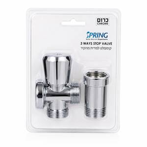 ברז תלת־כיווני קומפלט לאסלה מהקיר SPRING – כרום