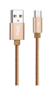 כבל טעינה TYPE-C USB לאייפון 3A בד זהב 1.2 מטר