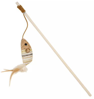 קוואפס חכת משחק עץ לחתולים עם בובת עכבר - Quapas! Cat Toy Fishing Rod Mouse