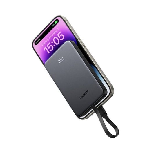  סוללת גיבוי UGREEN 10000mAh 22.5W עם כבל USB-C מובנה UGREEN PB526 75161B 