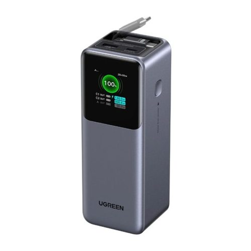  סוללת גיבוי UGREEN Nexode 20000mAh 165W עם כבל USB-C נשלף מובנה ומסך TFT דיגיטלי UGREEN BP726 95670B 