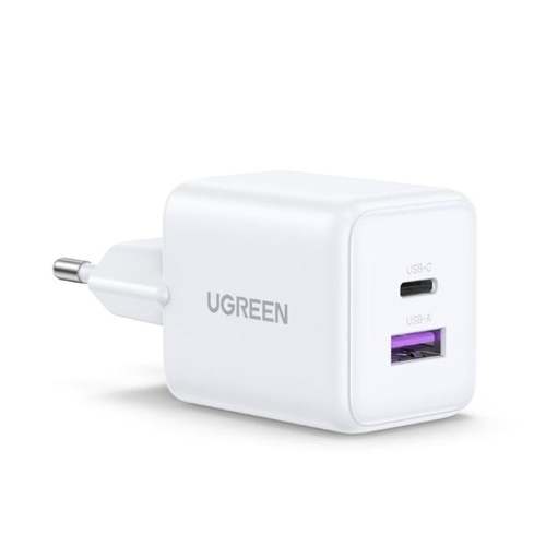  מטען קיר UGREEN 30W עם 2 יציאות – טעינה מהירה בטכנולוגיית GaN UGREEN X516 65015 
