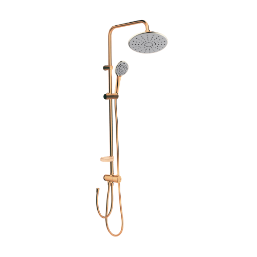 מערכת רחצה משולבת / מוט פינוק מדגל מורן PLASSON Indoor | רוז גולד מוברש