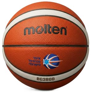 כדורסל MOLTEN לאימון ומשחק מגומי פרמיום עם לוגו איגוד הכדורסל - מידה 7 