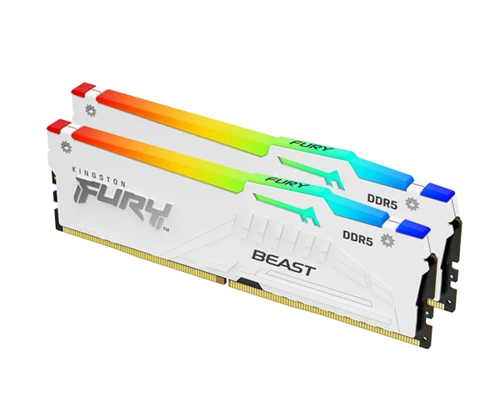 זכרון לנייח לבן | Kingston Fury Beast RGB | 32GB 2X16 | DDR5 | 6000Mhz C3