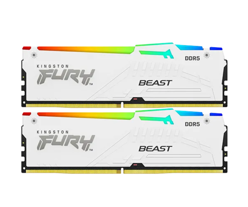 זכרון לנייח לבן | Kingston Fury Beast RGB | 32GB 2X16 | DDR5 | 6000Mhz C3