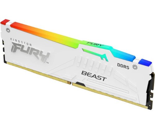 זכרון לנייח לבן | Kingston Fury Beast RGB | 32GB 2X16 | DDR5 | 6000Mhz C3