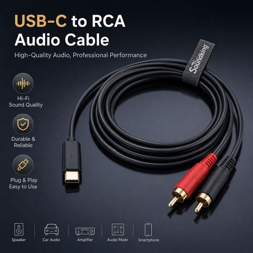 כבל מ 2RCA ל TYPE C - אורך 2מ SK BUR001