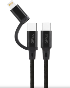כבל טעינה משולב TYPE C אורך 1 מטר 60W 3A שחור