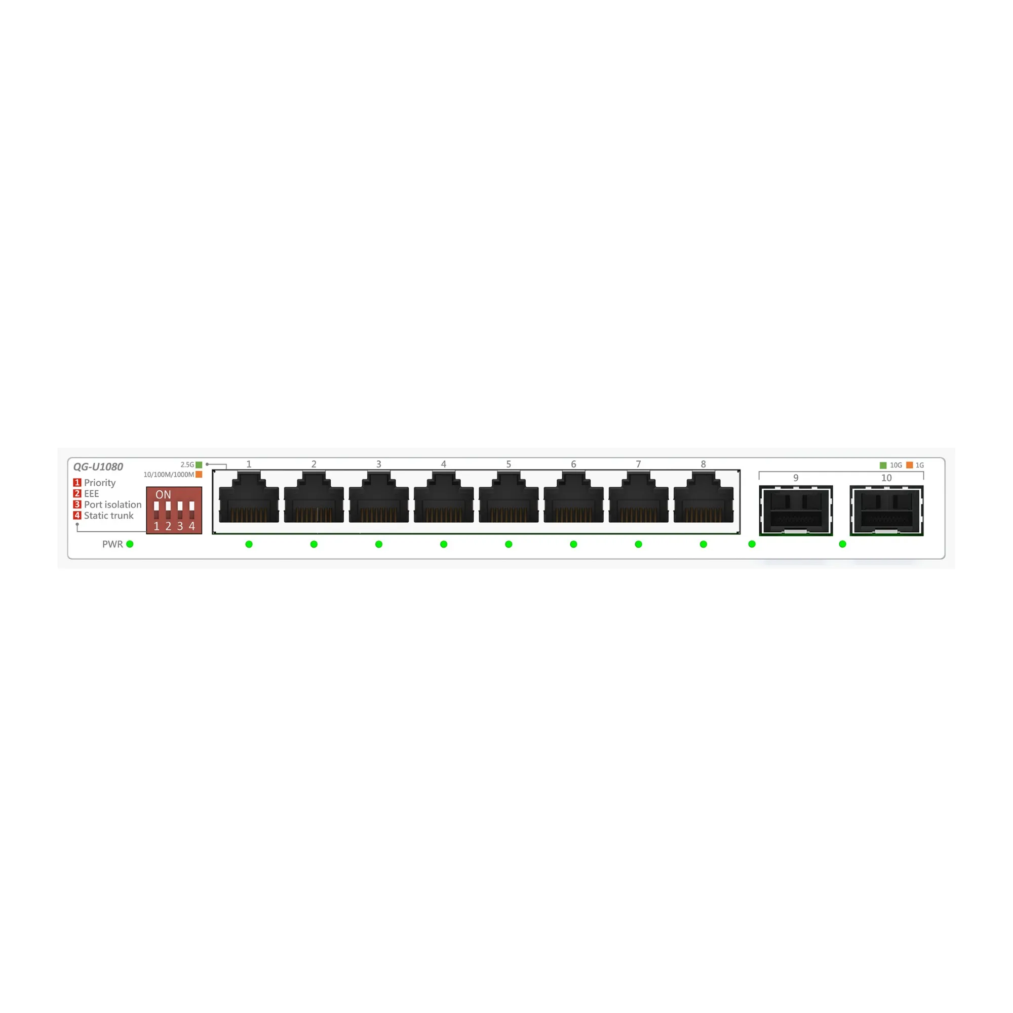 מתג לא מנוהל +Asus QG-U1080 8-Port 2.5G + 2-Port 10G SFP