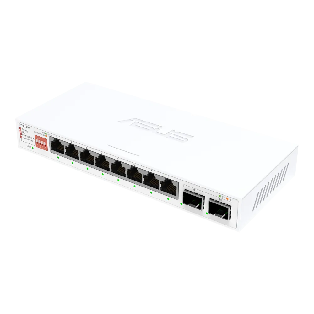 מתג לא מנוהל +Asus QG-U1080 8-Port 2.5G + 2-Port 10G SFP