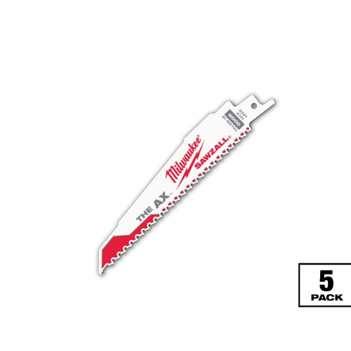 חבילה של 5 להבים למסור חרב מילווקי AX לחיתוך עץ 150 מ