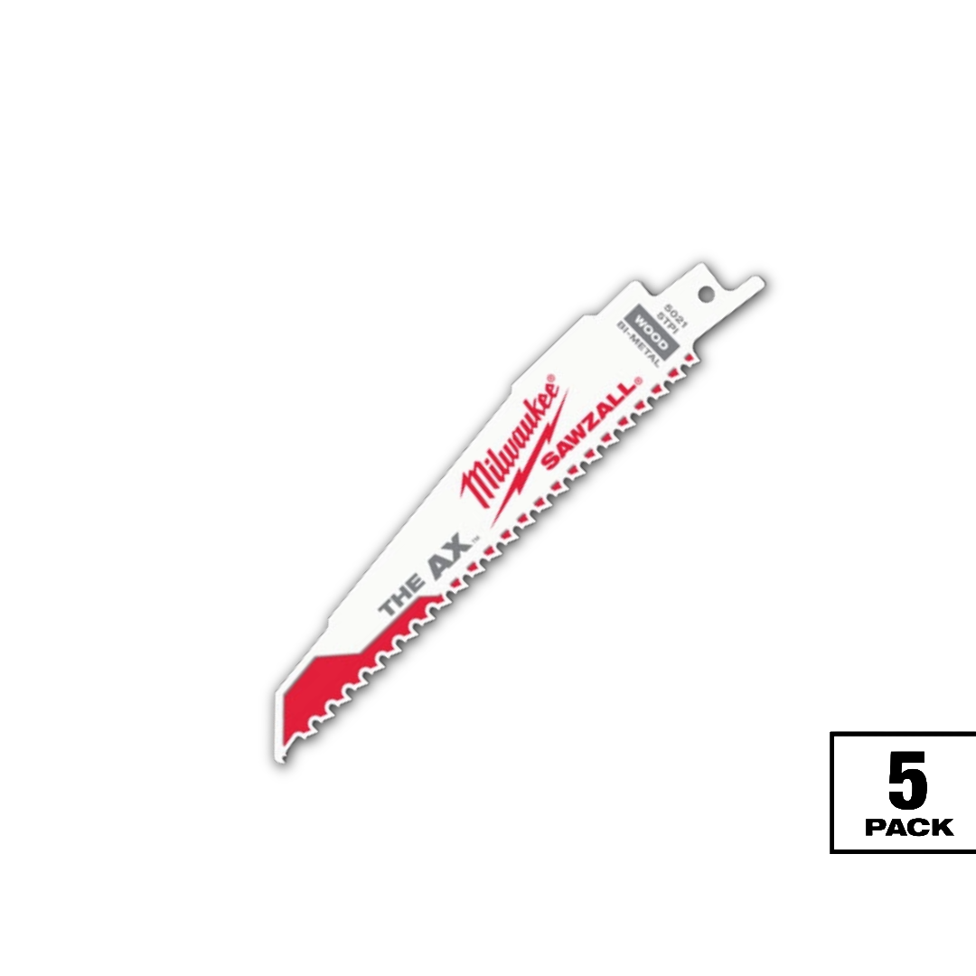 חבילה של 5 להבים למסור חרב מילווקי AX לחיתוך עץ 150 מ"מ48-00-5021