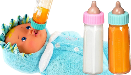 זוג בקבוקים גדולים לבובה עם אפקט חלב