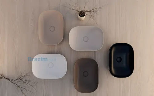 כיור חרס מונח אובלי דלתא מוקה — תמונת אווירה
