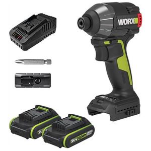 מברגת אימפקט מיני 20V BRUSHLESS מומנט פיתול Nm 230 סוללות*2 + מטען בארגז מקצועי WORX WU291.9