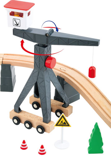 סט מסילת רכבת מעץ אתר בנייה 35 חלקים 3