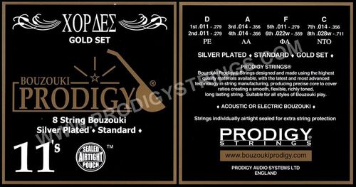 סט מיתרים לבוזוקי Prodigy GOLD Silver Plated Wound 0.11