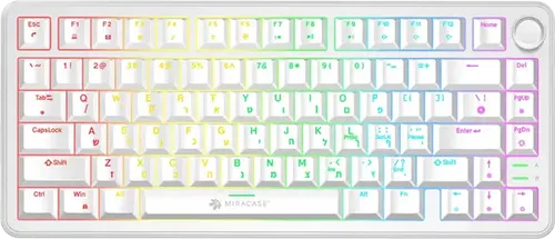 מקלדת גיימינג מכאנית חוטית עם כפתור שליטה MMCK300 - לבן - סוויץ' אדום לינארי