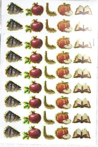 3 דפי מדבקות סמלי ראש השנה בגימור זהב