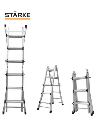 סולם אלומיניום טלסקופי מקצועי 4X6 שלבים STARKE