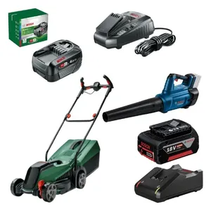 סט מכסחת דשא ומפוח עלים 18V חובה לכל גינה BOSCH