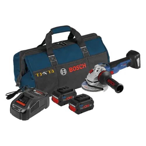 משחזת זווית נטענת ללא פחמים + שתי סוללות 8.0AH GWX 18V-15SC – משחזות זוית