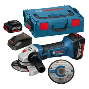 משחזת זוית נטענת 18V + שתי סוללות 3.0AH BOSCH